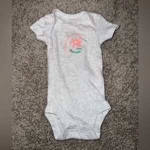 Carter's Light Gray Bodysuit with Coral Flower